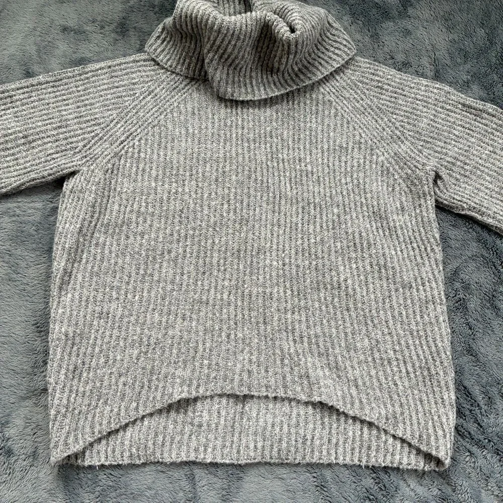 J. Crew Point Sur Ribbed Chunky Turtleneck Mohair Wool Blend Sweater Small